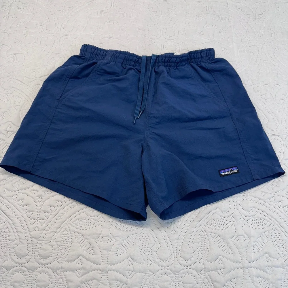 Patagonia Baggies Shorts Navy Blue Recycled Nylon Mens Small 5 inch Inseam